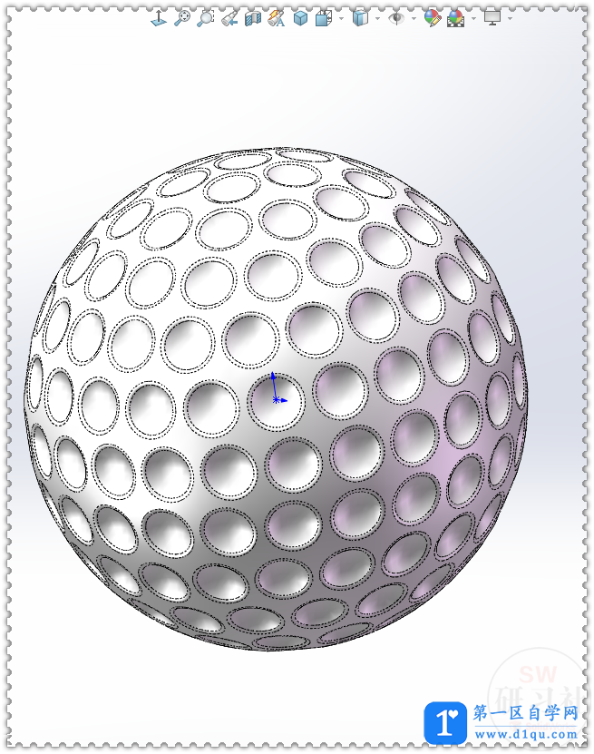 SolidWorks里用两种方法画高尔夫球教程-18