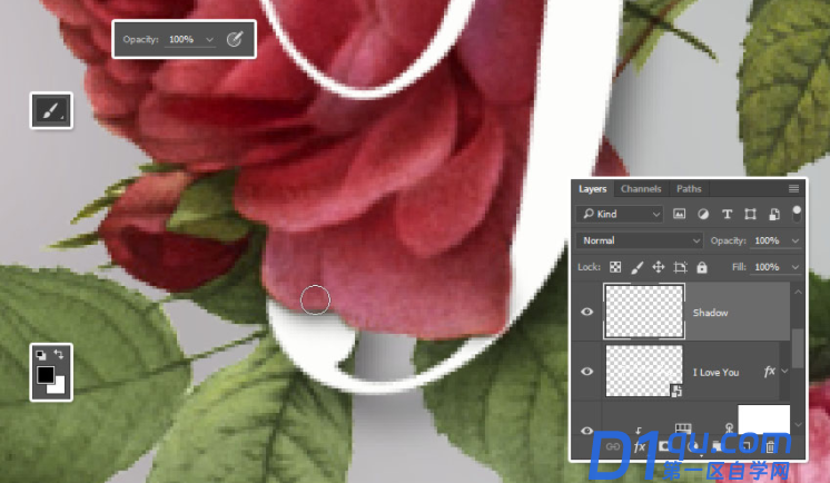 PS怎么在玫瑰花上添加文字？Photoshop文字里面要加玫瑰花怎么弄？-42